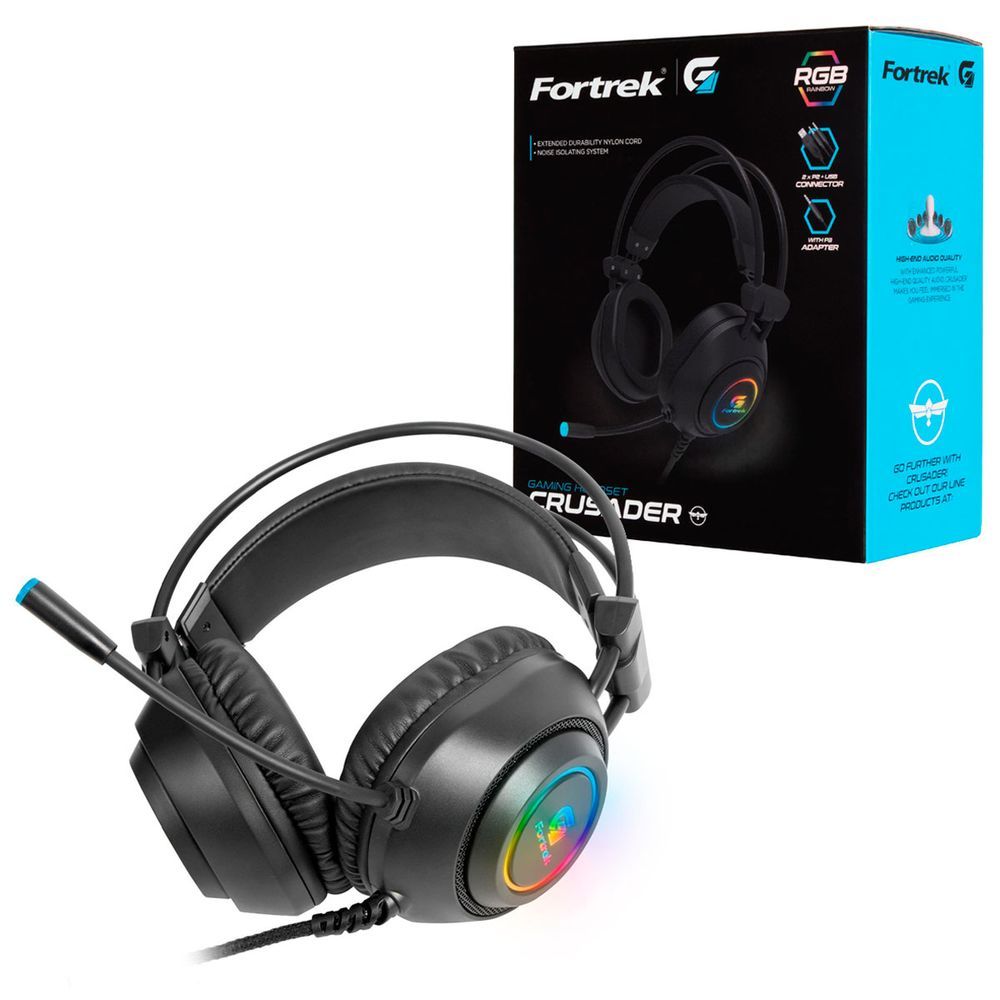 Headset Gamer RGB Crusader Preto Fortrek