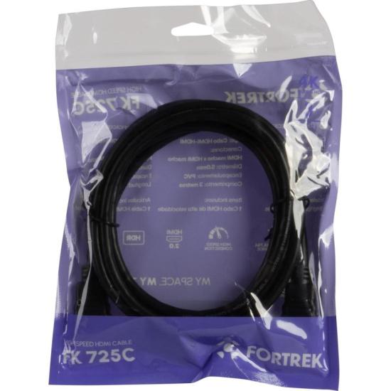 Encontraproduto.com.br - Cabo Hdmi 2.0 4k Fortrek 3 Metros - HD203 Preto