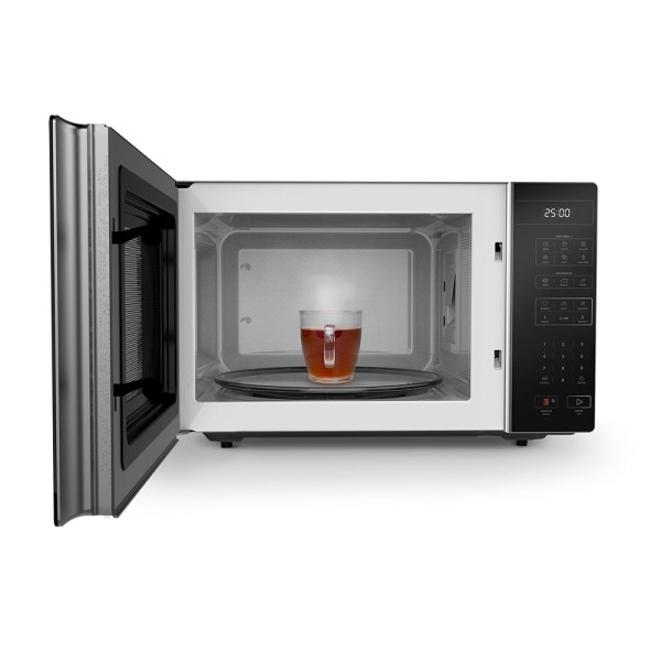 Encontraproduto.com.br - Micro-ondas Toshiba 35 Litros Cinza com Porta Preta EM35PA(GR) - 127 Volts