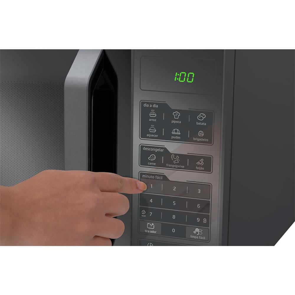 Encontraproduto.com.br - Micro-Ondas Midea 27 Litros com Puxador MXSA27S2 Prata Espelhado 220V