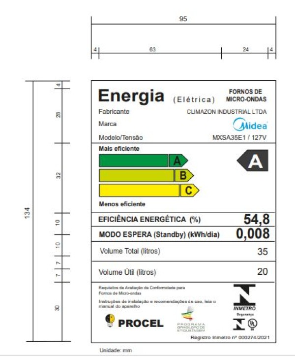 Encontraproduto.com.br - Micro-ondas Midea 35l Prata 127v Mxsa35s1 Prata 127v