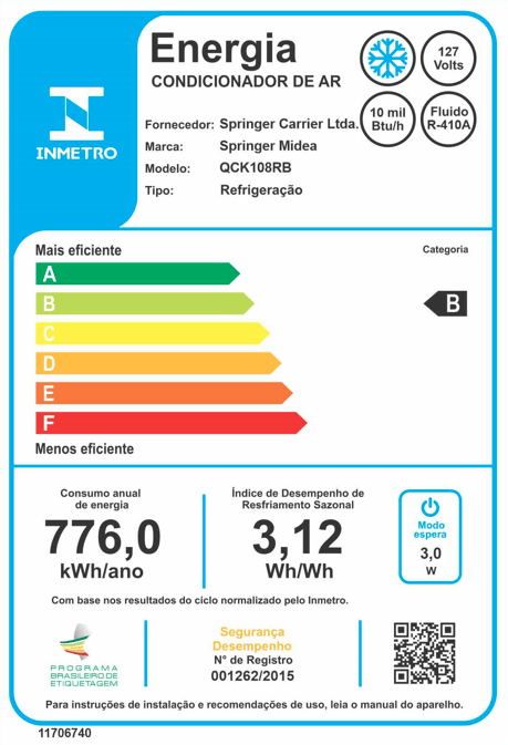 Encontraproduto.com.br - Ar Condicionado Janela Eletrônico Springer Midea 10000 BTUS Frio 110V QCK108RB