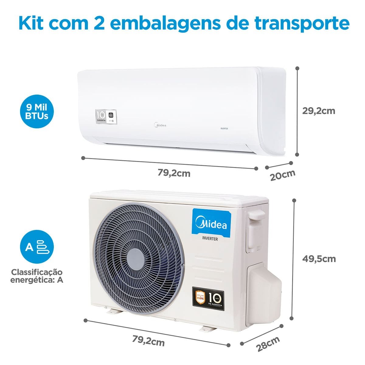 Encontraproduto.com.br - Ar Condicionado Split Hi Wall Inverter Springer Midea Xtreme Save Connect 12000 BTU/h Frio 42AGVCI12M5 – 220 Volts