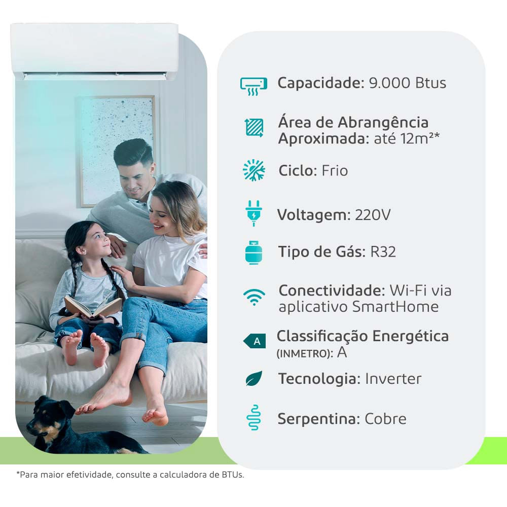 Encontraproduto.com.br - Ar Condicionado Split Hi Wall Inverter Springer Midea Airvolution Conect 9.000 BTUS Frio 220v R-32