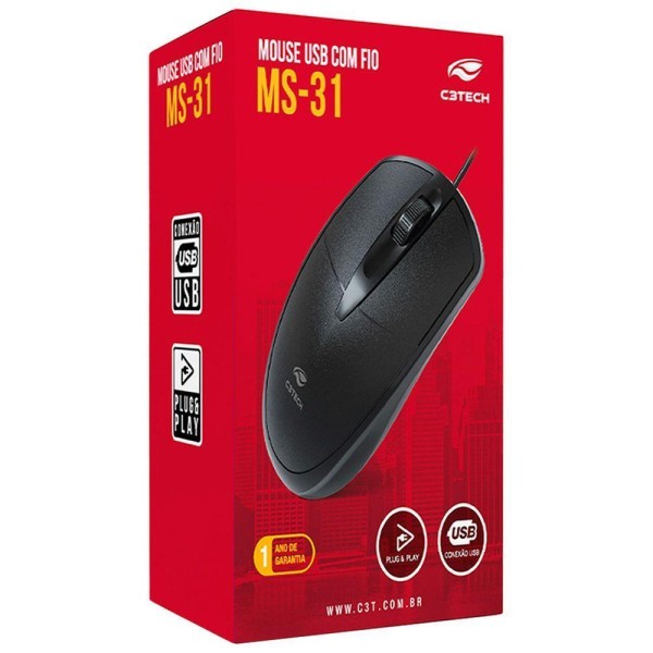 Encontraproduto.com.br - Mouse USB MS-31BK Preto C3TECH