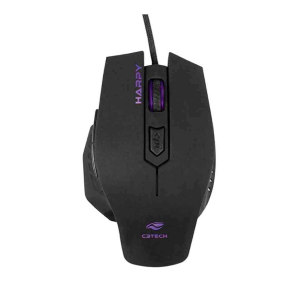 Encontraproduto.com.br - Mouse Gamer USB HARPY 3200DPI LED Multicolorido Preto C3 TECH MG-100BK