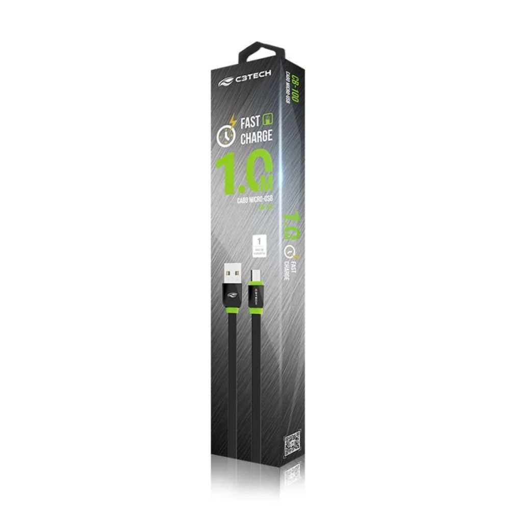 Encontraproduto.com.br - Cabo USB-Micro USB 2,0A 1m CB-100BK Preto C3Tech