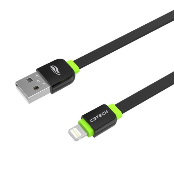 Encontraproduto.com.br - Cabo USB Lightning 2.0A 1 Metro Preto C3 TECH CB-110BK