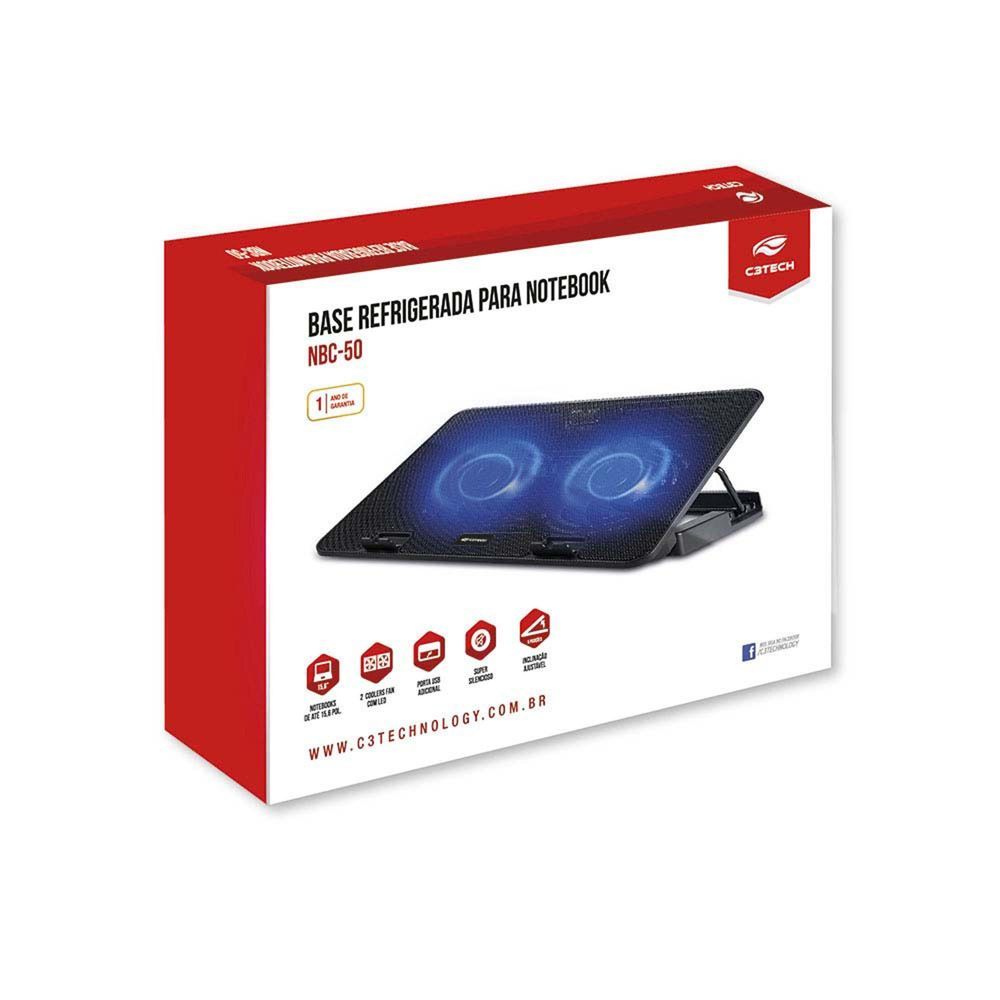 Encontraproduto.com.br - Suporte para notebook com cooler NBC-50BK C3TECH