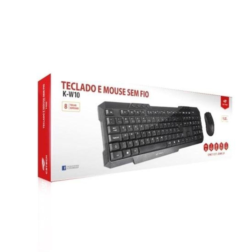 Encontraproduto.com.br - Kit Teclado E Mouse C3tech K-w10 Sem Fio Preto [f002]