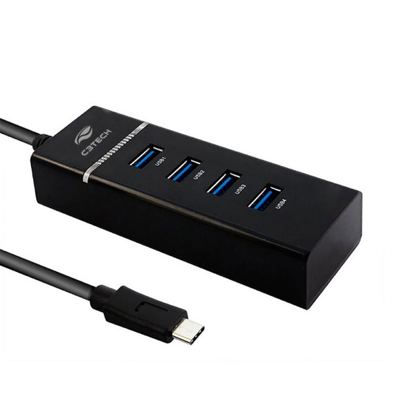 Encontraproduto.com.br - Hub Usb 3.0 - 4 Portas Usb-Usb C (Hu-C300bk)- C3tech