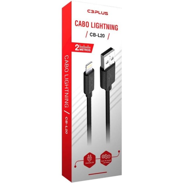 Cabo Usb Lightning 2m 2a Cb-L20bk C3tech