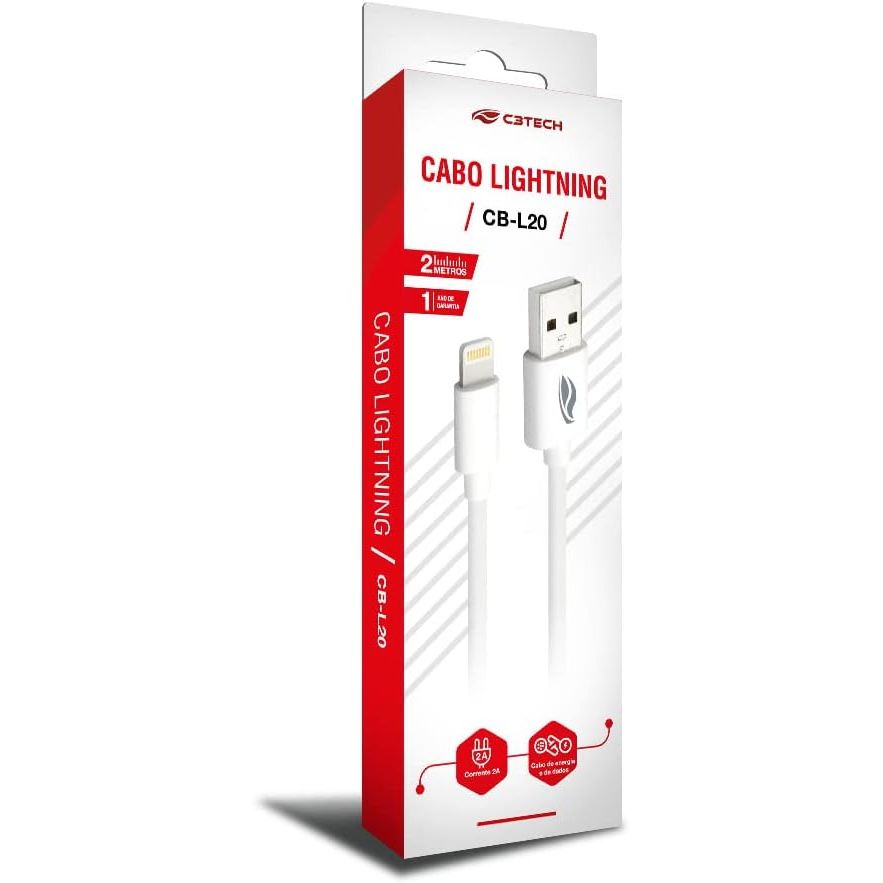 Cabo Usb Lightning 2m 2a Cb-L20wh C3tech