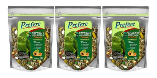 Alimento Prefere Mix para Papagaio com Frutas 400gr
