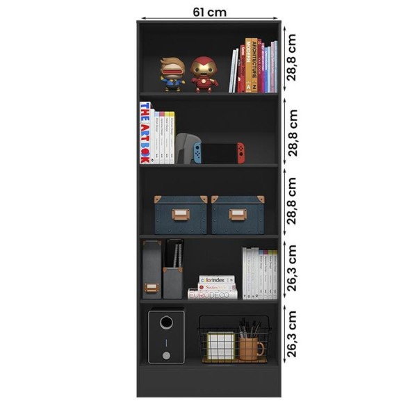 Encontraproduto.com.br - Armario Livreiro Gamer 4095 2 Portas E 3 Prateleiras Preto Fosco Preto Fosco