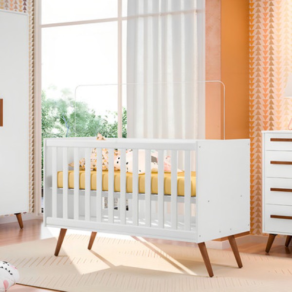Berço Mini Cama Q Encanto Retro Branco Acetinado - Qmovi