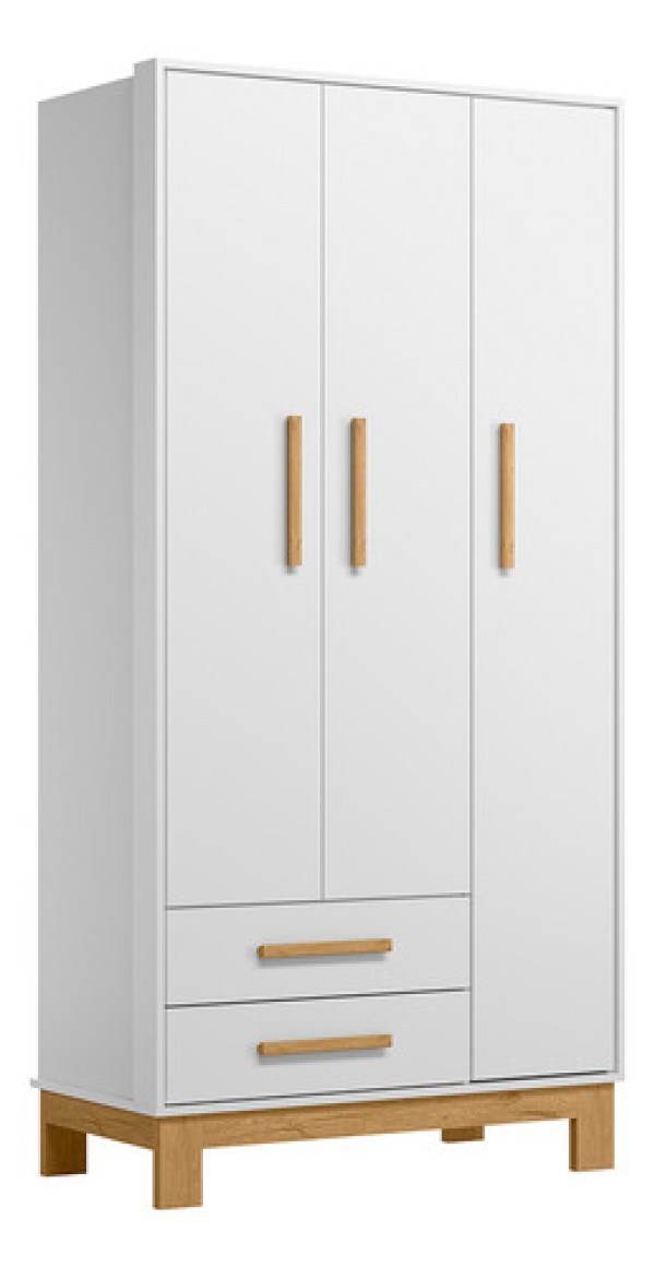Guarda-Roupa 3 Portas e 2 Gavetas Q Encanto Slim 4340 Qmovi - Branco Acetinado