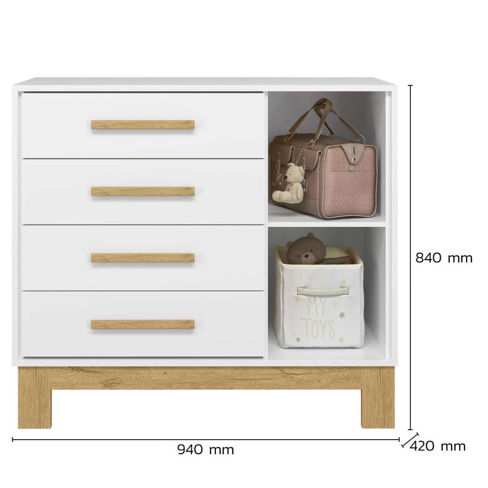 Encontraproduto.com.br - Comoda Sapateira Infantil 1 Porta 4 Gavetas Q Encanto Slim Branco Acetinado - Qmovi