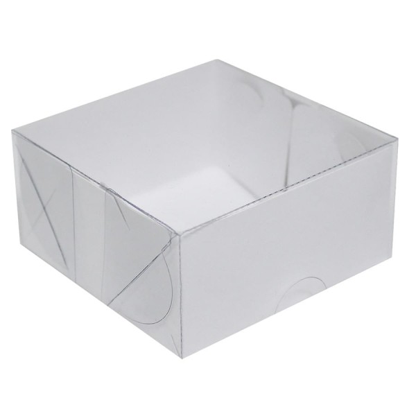 Caixa Para Doces de Papel com Tampa de PVC Quadrado N°2 Branco com 10 un YINPACK