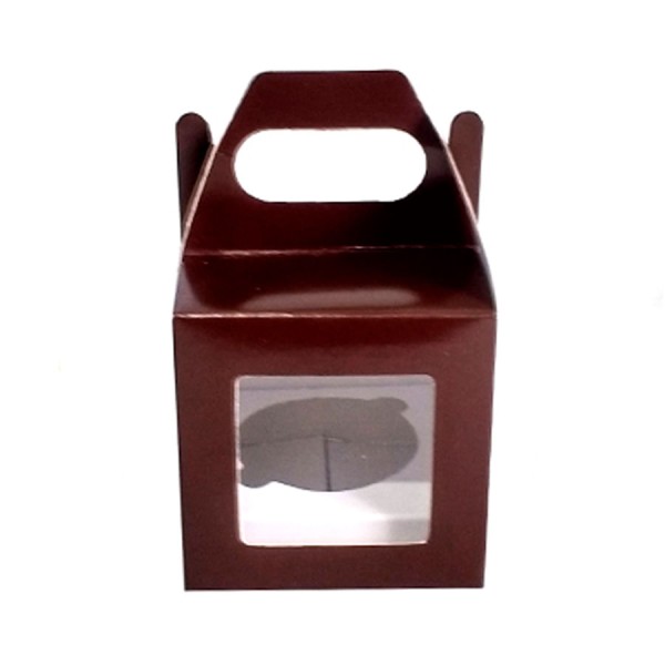 Encontraproduto.com.br - Caixa Mini Cupcake Com Visor Marrom 6.5X6.5X6.5CM 10 Unidades P0135 YINPACK
