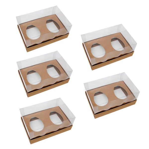 Encontraproduto.com.br - Caixa Base 2 Ovos de Colher 150/200g Kraft c/5 - YINPACK