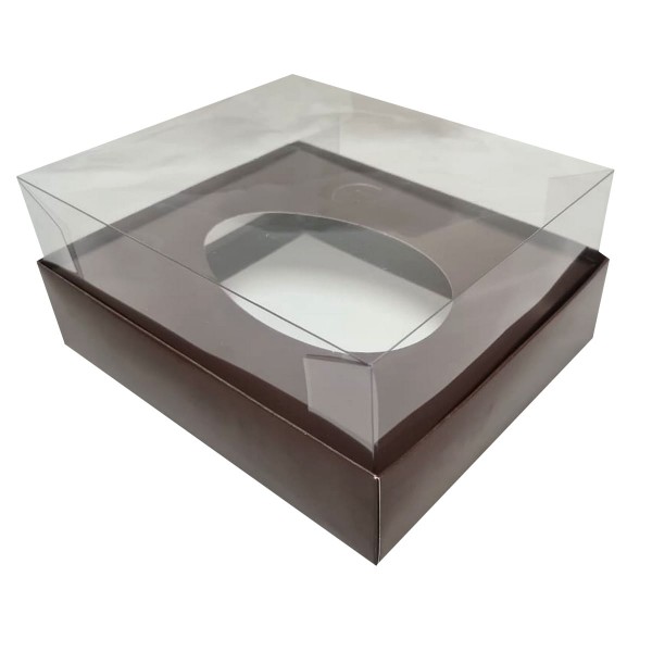 Encontraproduto.com.br - Caixa Base Ovo de Colher 50g Marrom c/5 Un YINPACK