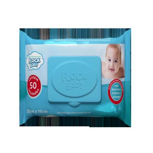 Encontraproduto.com.br - Toalha Umedecida Flock Baby Flowpack 50 Unidades