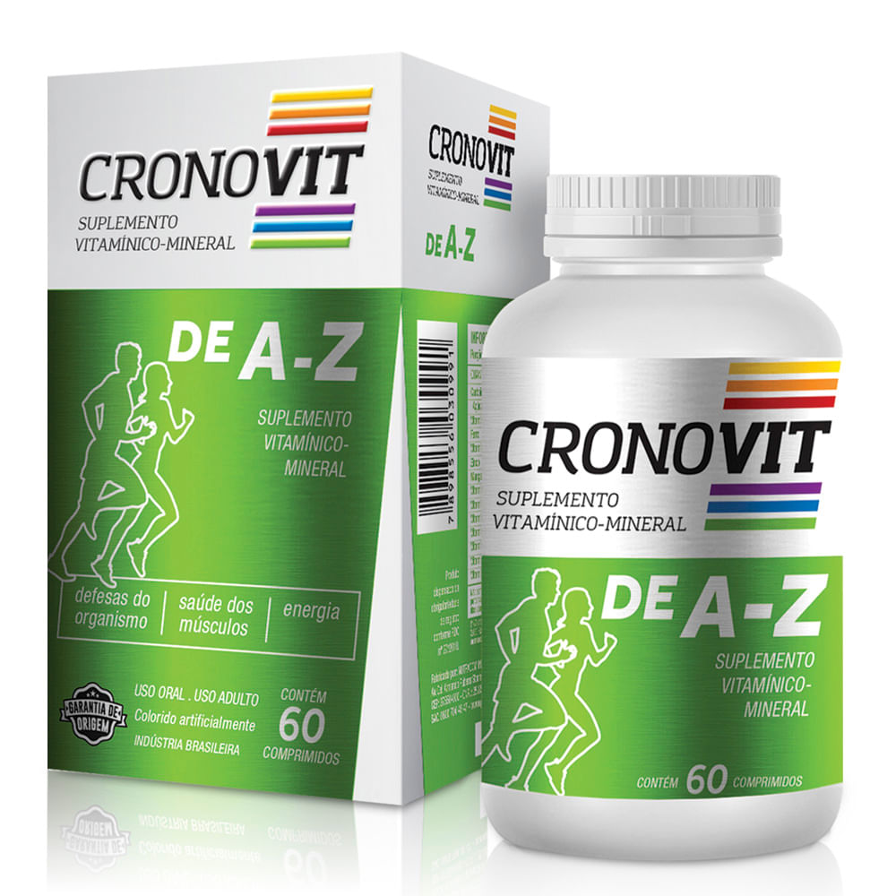 Encontraproduto.com.br - Cronovit Suplemento Vitamínico Mineral A-Z 60 Comprimidos