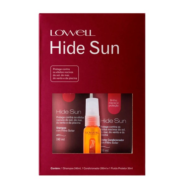 Encontraproduto.com.br - Shampoo + Condicionador + Fluído Capilar Lowell Hide Sun Kit Com 3 Produtos