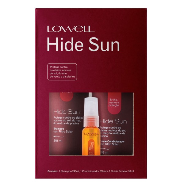 Encontraproduto.com.br - Shampoo + Condicionador + Fluído Capilar Lowell Hide Sun Kit Com 3 Produtos
