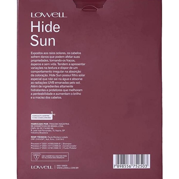 Encontraproduto.com.br - Shampoo + Condicionador + Fluído Capilar Lowell Hide Sun Kit Com 3 Produtos