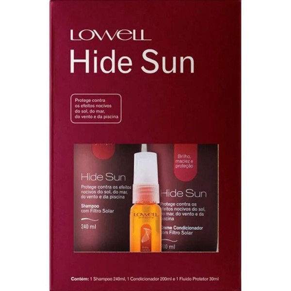 Encontraproduto.com.br - Shampoo + Condicionador + Fluído Capilar Lowell Hide Sun Kit Com 3 Produtos