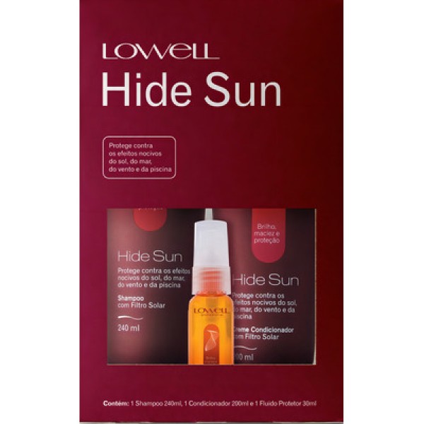 Encontraproduto.com.br - Shampoo + Condicionador + Fluído Capilar Lowell Hide Sun Kit Com 3 Produtos