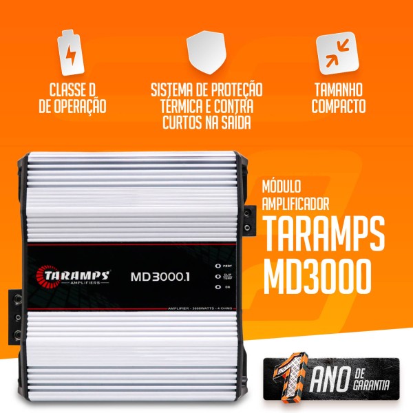 Encontraproduto.com.br - Módulo Amplificador Taramps MD 3000.1 3000W RMS 4 Ohms 1 Canal Classe D