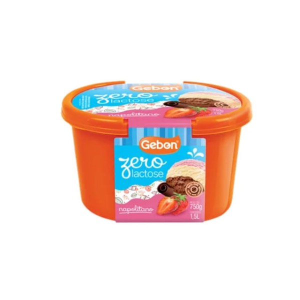Encontraproduto.com.br - Sorvete Napolitano Zero Lactose Gebon 1,5l