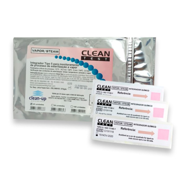 Encontraproduto.com.br - Indicador Químico Classe 5 Vapor Clean Test com 25 - Clean Up