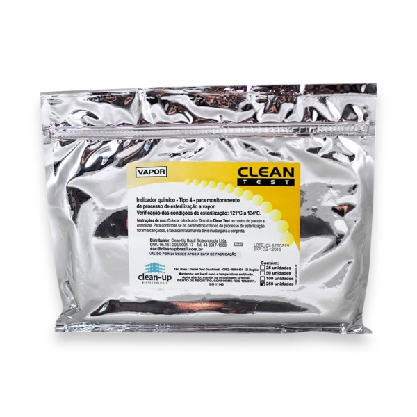 Encontraproduto.com.br - Indicador Químico Classe 4 Vapor Clean Test com 250 - Clean Up