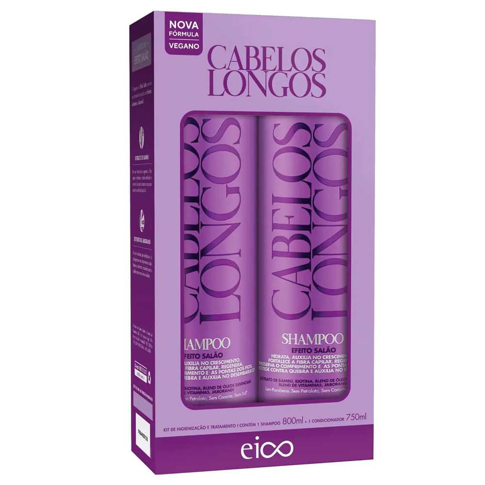 Encontraproduto.com.br - Kit Eico Cabelos Longos Shampoo 800ml + Condicionador 750ml