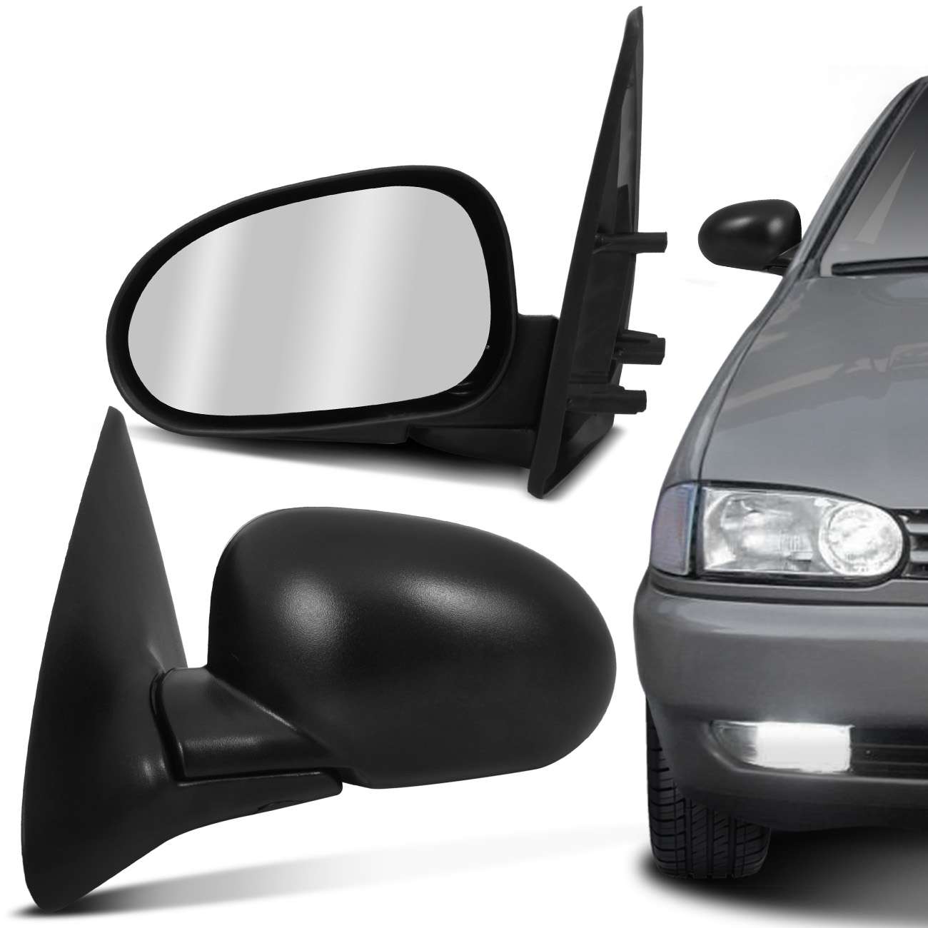 Encontraproduto.com.br - Retrovisor Gol G2 Bola 1996 1997 1998 1999 Preto sem Controle 2 Portas
