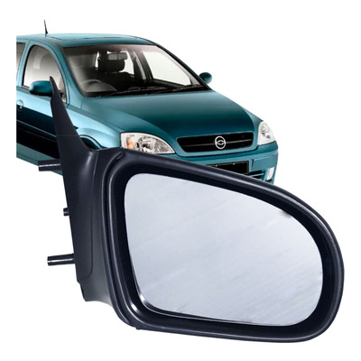 Encontraproduto.com.br - Retrovisor Manual Externo Corsa 94 a 2009 Fixo sem Controle Interno Espelho Preto
