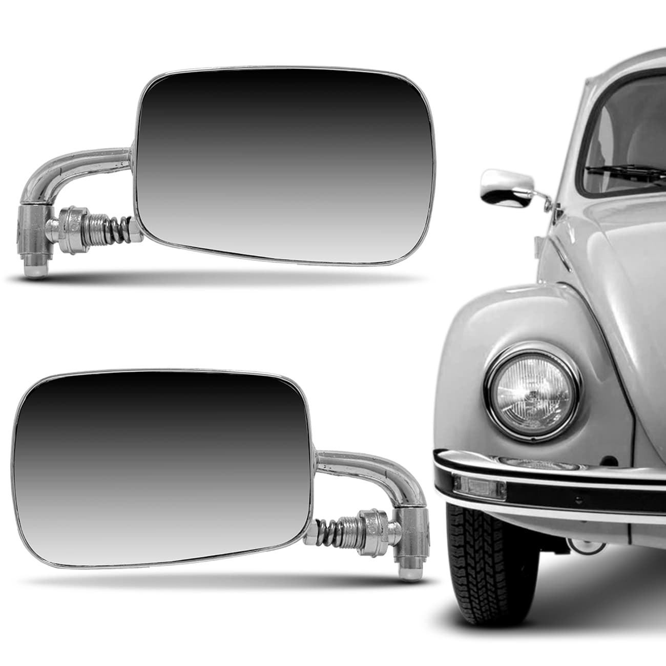 Encontraproduto.com.br - Retrovisor Manual Fusca Universal sem Controle Cromado com Espelho