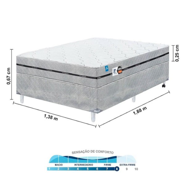 Encontraproduto.com.br - Conjunto Base E Colchão Casal Fit 33 138x188x55cm Sonos Colchões Cinza/branco