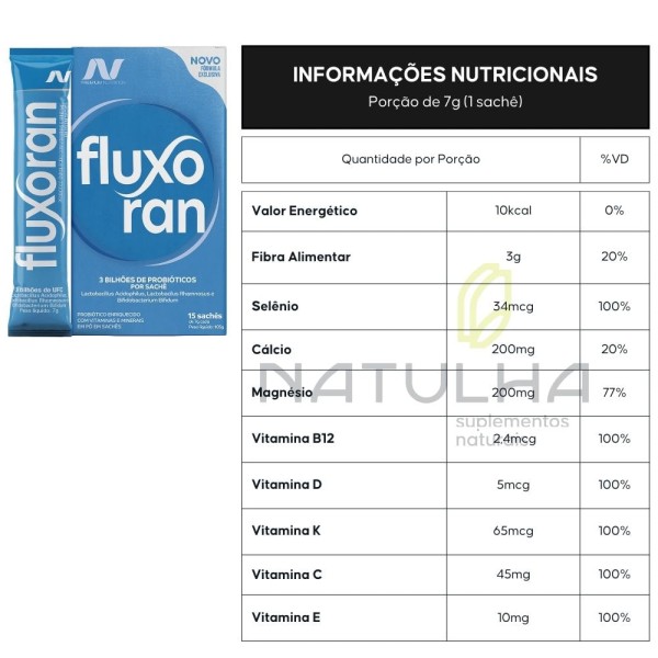 Encontraproduto.com.br - Fluxoran (Probióticos com Vitaminas) 15 Sachês - Nutrends