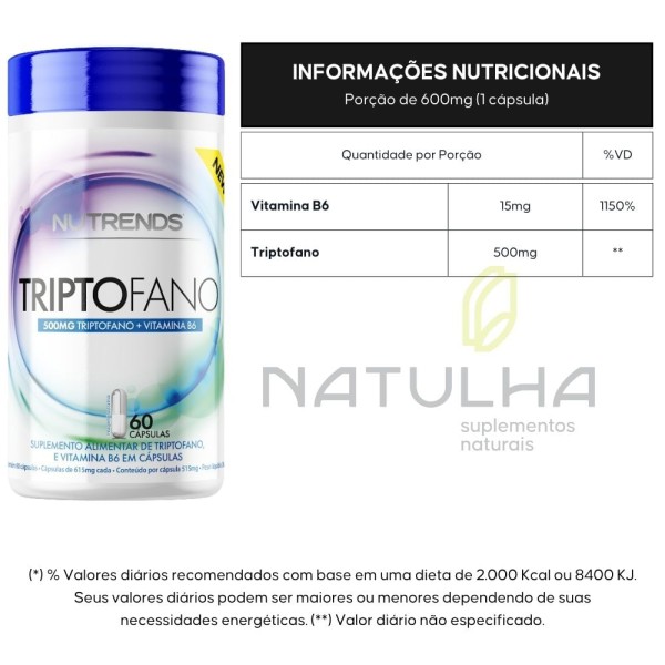 Encontraproduto.com.br - Triptofano + Vitamina B6 60 cápsulas - Nutrends