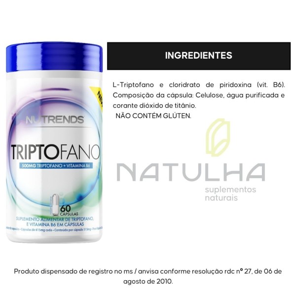 Encontraproduto.com.br - Triptofano + Vitamina B6 60 cápsulas - Nutrends