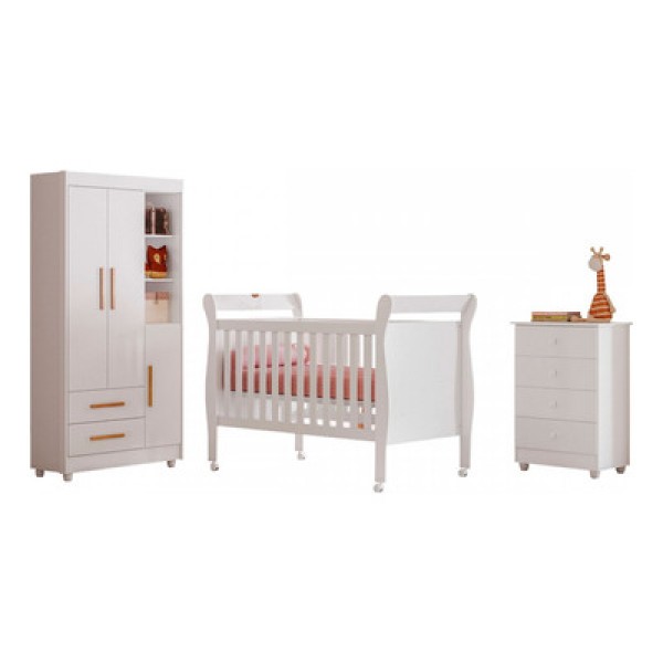 Encontraproduto.com.br - Quarto de Bebê Completo Berço Cômoda e Guarda Roupa Zara Tigus Baby