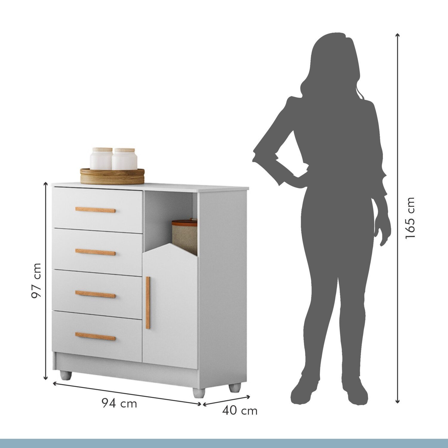 Encontraproduto.com.br - Cômoda de Bebê 100% MDF 1 porta 4 Gavetas Duda Branco