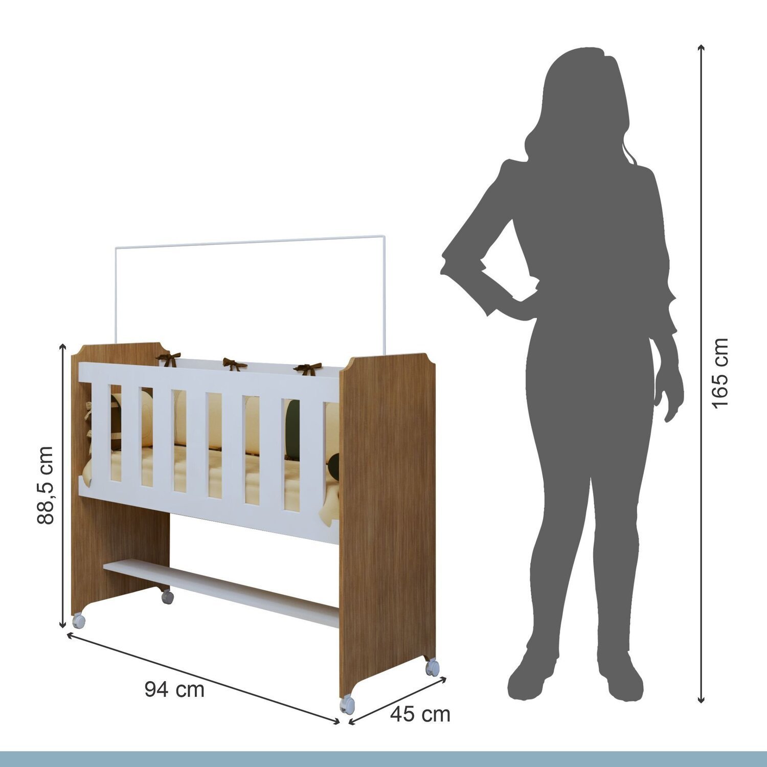 Encontraproduto.com.br - Quarto de Bebê Completo 100% Mdf com Guarda Roupa, Cômoda e Mini Berço Sonharte Branco/Amadeirado