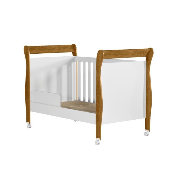 Encontraproduto.com.br - Berço Mini Cama Slim Branco Com Ipê 100 Mdf Tigus Baby