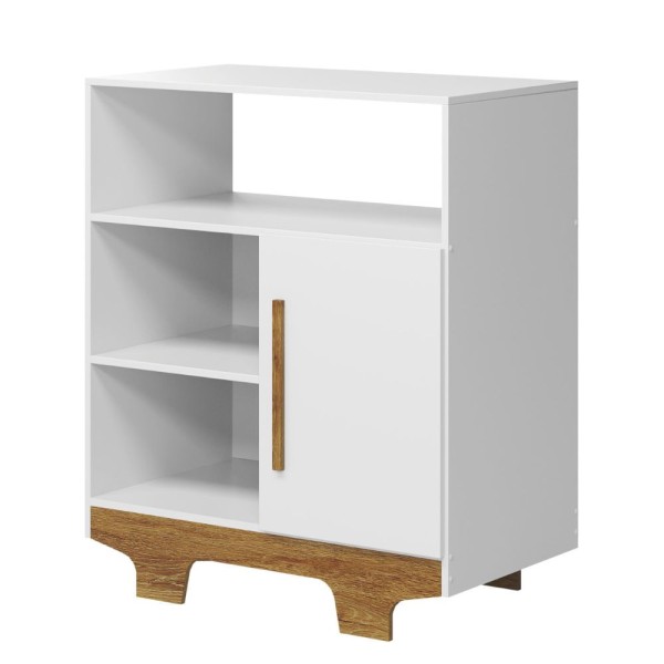 Encontraproduto.com.br - Cômoda 1 Porta Branco/Madeira Flocos Sol Móveis